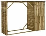 vidaXL Ger&auml;teschuppen, Kaminholzregal mit Unterstand, 2-in-1 Gartenschuppen