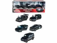 Majorette - Black Edition - (5er Set) - Auto-Geschenk-Set, 5 schwarze Spielzeugautos