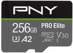 PNY PRO Elite 256GB microSDXC-Speicherkarte + SD-Adapter, Klasse 10 UHS-I, U3,...