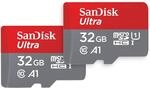 SanDisk Ultra 32 GB microSDHC Memory Card + SD Adapter with A1 App Performance Up to