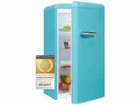 Exquisit Retro Kühlschrank RKS100-V-H-160F taubenblau | 94 L Volumen | Kühlschrank