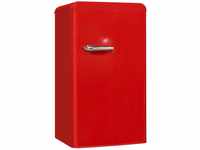 Exquisit Retrokühlschrank RKS100-V-H-160F rot, Standgerät, 94, Volumen, Rot,...