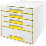 Leitz CUBE Schubladenbox mit 5 Schubladen, Wei&szlig;/Gelb, A4, Inkl. transparentem