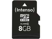 Intenso microSDHC 8GB Class 4 Speicherkarte inkl. SD-Adapter, schwarz