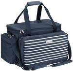 anndora XXL Picknicktasche 6 Personen blau wei&szlig; - Vollausstattung 57 Teile