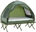 Outsunny Erh&ouml;htes Campingbett und Zelt, Feldbett, Kuppelzelt mit Luftmatratze,...