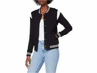 Urban Classics Damen Ladies Organic Inset College Sweat Jacket Jacken, Black/White, S