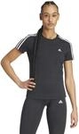 adidas Damen LOUNGEWEAR Essentials Slim 3-Streifen T-Shirt, Black/White, XS