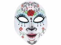 Widmann 05707 - Maske Dia de los Muertos halb Gesicht, aus Stoff, Halloween,