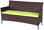 Mendler 3-Sitzer Poly-Rattan Gartenbank Halden, Sitzbank - braun-meliert, Kissen
