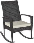 Outsunny Schaukelstuhl Schwingsessel Gartenstuhl mit Kissen, Polyrattan+Metall,