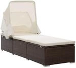 vidaXL Sonnenliege mit Sonnenschutz Auflagen Gartenliege Strandliege Relaxliege