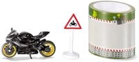Siku 1601, Ducati Panigale 1299 Motorrad mit Tape und Verkehrsschild, Schwarz,