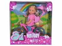 Simba 105733273 - Evi Love Ferienspaß Fahrrad, Puppe mit Fahrrad, Hund und Rucksack,