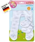 Heless 478 - Strumpfhose mit S&ouml;ckchen f&uuml;r Puppen, wei&szlig; mit silbernen