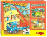 HABA 305469 - Puzzles Auf der Baustelle, Puzzlesammlung mit 3...