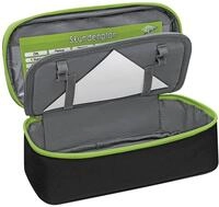 WEDO Stretch-Federm&auml;ppchen Schwarz/Gr&uuml;n &ndash; erweiterbares Etui mit Stiftschlaufen,