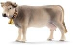 SCHLEICH 13874 Braunvieh Kuh, f&uuml;r Kinder ab 3+ Jahren, Farm World - Spielfigur