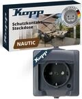 Kopp NAUTIC 1-fach Schutzkontakt-Steckdose mit Klappdeckel in Anthrazit - Sichere