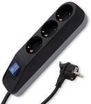 REV Steckdosenleiste Ice - Mehrfachsteckdose 3-Fach, 3680W, 1,4m, schwarz