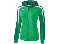 ERIMA Damen Jacke Liga 2.0 Trainingsjacke mit Kapuze, smaragd/evergreen/weiß, 46,