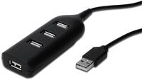 DIGITUS USB-Hub - 4 Ports - High-Speed USB 2.0 - 480 MBit/s - Stromversorgung per USB