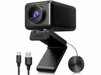 EMEET 1080P HD Webcam, Streaming Webcam mit 4 De-Noise Mikros, Smart KI Fokus &