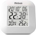 Mebus digitaler Funk-Wecker mit Thermometer, Datumsanzeige und Beleuchtung,