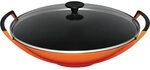 Le Creuset Gusseisen-Wok mit Glasdeckel, &Oslash; 36 cm, 4,5 L, Ofenrot, 25304360900460
