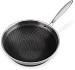 GSW 868402 Wok-Pfanne Asia mit Glasdeckel- ⌀32 cm, Silber