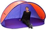 DEMA PopUp Strandmuschel Sonnenzelt Strand Sonnenschutz Windschutz orange/blau
