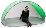 DEMA PopUp Strandmuschel Sonnenzelt Strandzelt Windschutz Sonnenschutz gr&uuml;n/grau