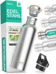 Trinkflasche Edelstahl 750 ml + EXTRA Sportverschluss, Edelstahl Trinkflasche 1l,