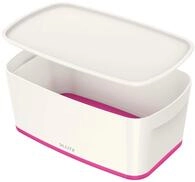 Leitz MyBox, Aufbewahrungsbox mit Deckel, Klein, Blickdicht, Wei&szlig;/Pink...