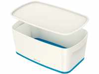 Leitz MyBox, Aufbewahrungsbox mit Deckel, Klein, Blickdicht, Weiß/Blau Metallic,