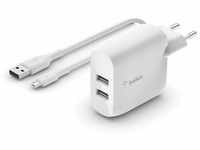 Belkin Boost Charge USB-A-Netzladegerät, 24 W, mit zwei Anschlüssen und