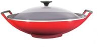 Le Creuset Gusseisen-Wok mit Glasdeckel, &Oslash; 36 cm, 4,5 L, Kirschrot, 25304360600460