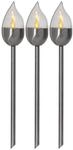 Star Solar Fackeln mit Flammeneffekt, 3er Set, LED Solar-Gartenfackel aus Edelstahl,