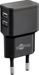 goobay USB Ladeger&auml;t 12W Gesamtleistung mit 2X USB-A 5V 2.4A, Dual Netzteil f&uuml;r