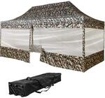 INSTENT Alu-Pavillon 3 x 6 m Pro 4 Seitenteile wasserdicht UV-Schutz 50+, Woodland