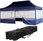 INSTENT Alu-Pavillon 3 x 6 m Pro 4 Seitenteile wasserdicht UV-Schutz 50+, blau