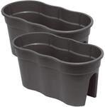 KHW | Flowerclip XL 2er-Set | Anthrazit | Pflanzgef&auml;&szlig;e f&uuml;r Balkon- &