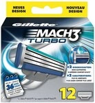 Gillette MACH3 Turbo Rasierklingen, 12 St&uuml;ck