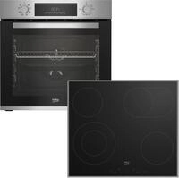 Beko BBSM12320X Einbau-Backofen-Set, zwei autarke Ger&auml;te: Glaskeramik-kochfeld mit 4
