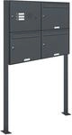 AL Briefkastensysteme 3er Standbriefkasten Anthrazitgrau RAL 7016 mit Klingel...