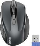 TECKNET Kabellose Maus, 2.4G Optische Funkmaus mit USB Empf&auml;nger, Grau | 2600 DPI,
