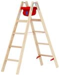 Hymer Holz-Stufenstehleiter, beidseitig begehbar, 2x5 Stufen