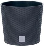 Rato 15-Liter-Topf mit Pflanzschale in der Farbe Anthrazit 27 x 30 x 30 cm.