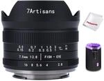 7artisans 7.5mm F2.8 II V2.0 Fisheye-Objektiv mit 190&deg; Blickwinkel, f&uuml;r MFT-Kameras