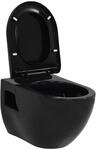 vidaXL Wand WC Keramik Schwarz Absenkautomatik Softclose Sitz H&auml;nge Toilette
